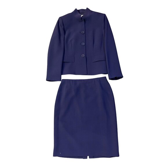 Tahari Skirt Suit Womens 12 Blue Lined Formal Office Wear Business Attire Used - Picture 1 of 16